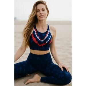 Electric Rose (REVOLVE) Grayson Crop Top Indigo Blue and Red Tie Dye
